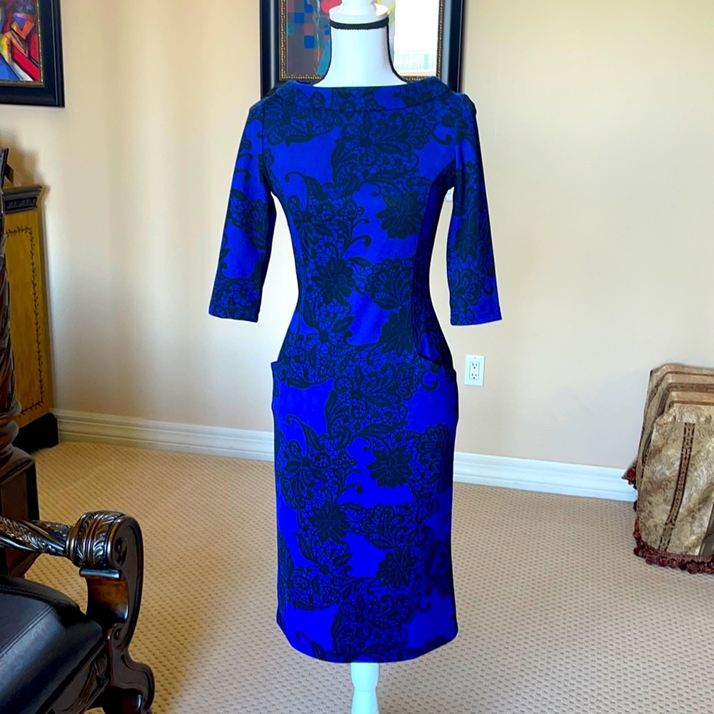 Laura Bettini royal blu and black XS dress